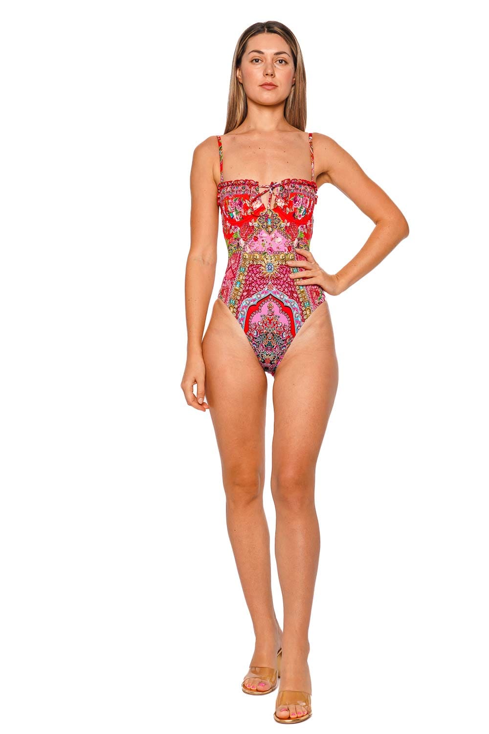 Camilla Heirloom Empire Ruched Cup Underwire One Piece with Tie Front