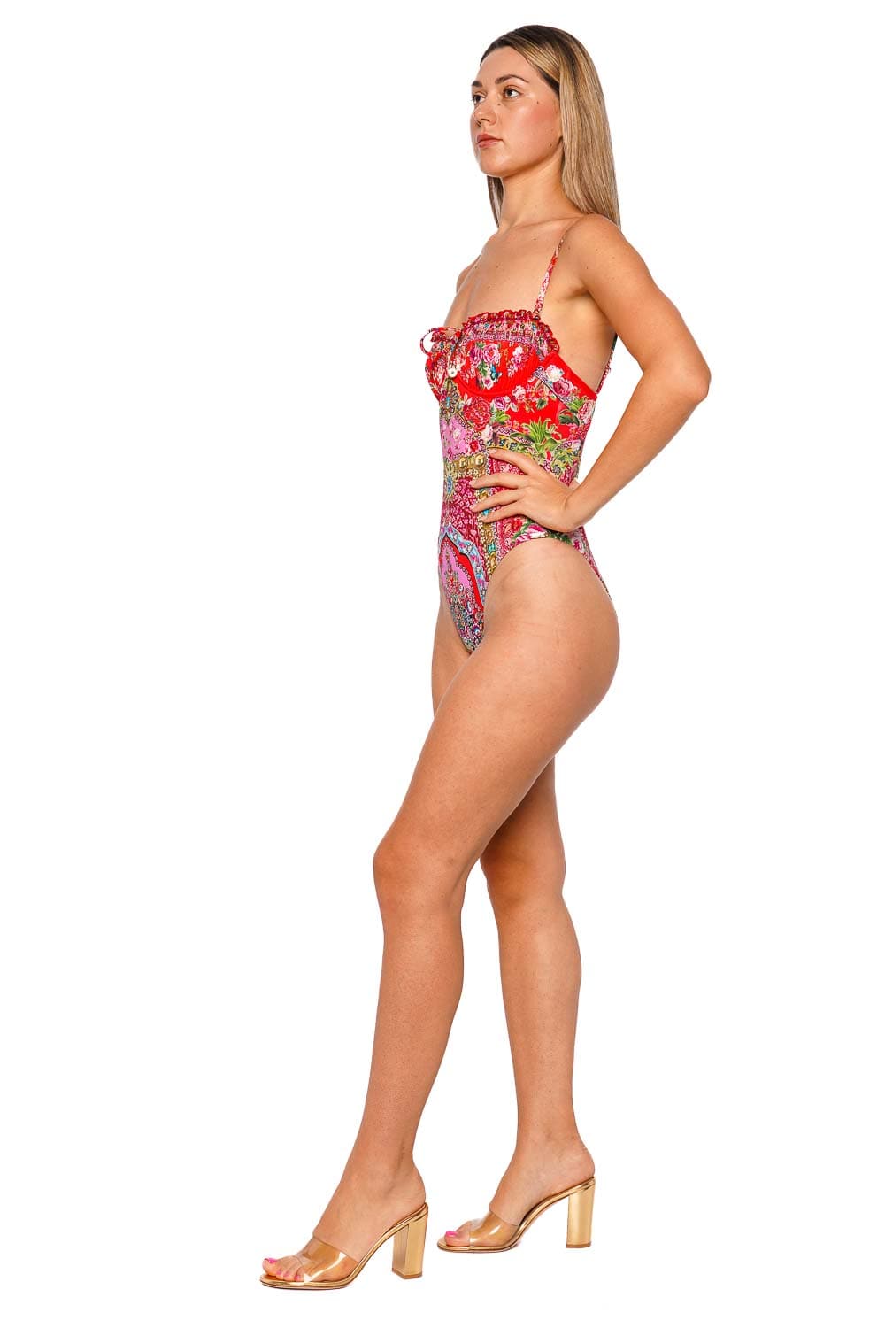 Camilla Heirloom Empire Ruched Cup Underwire One Piece with Tie Front