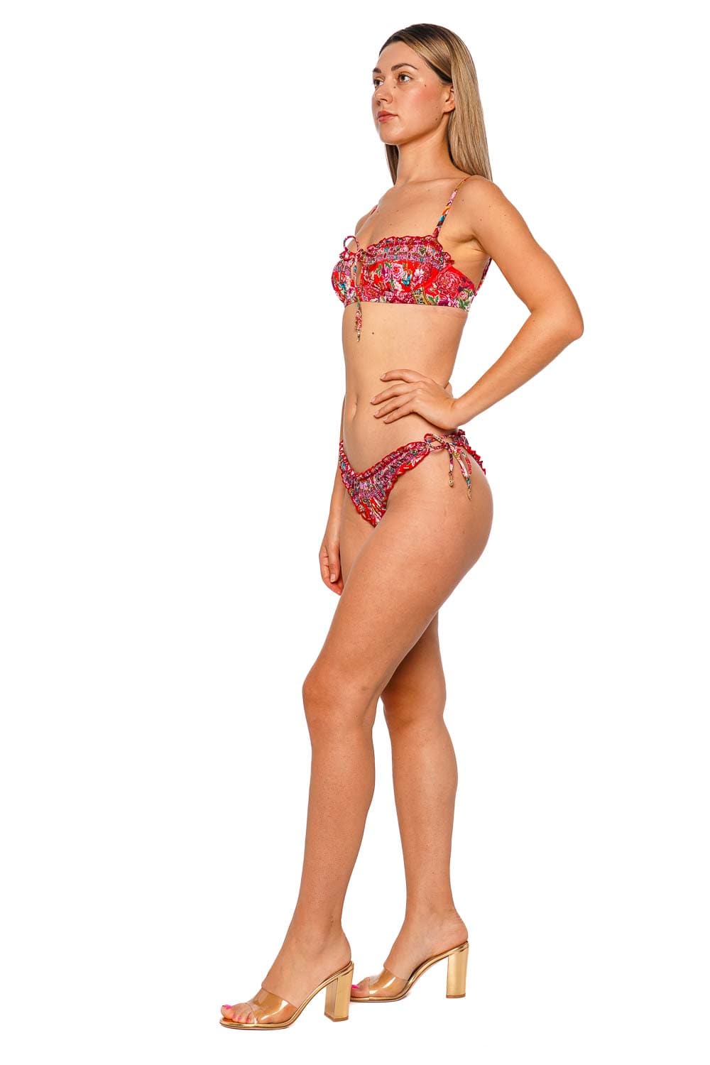Camilla Heirloom Empire Ruched Cup Bikini Top with Tie Front