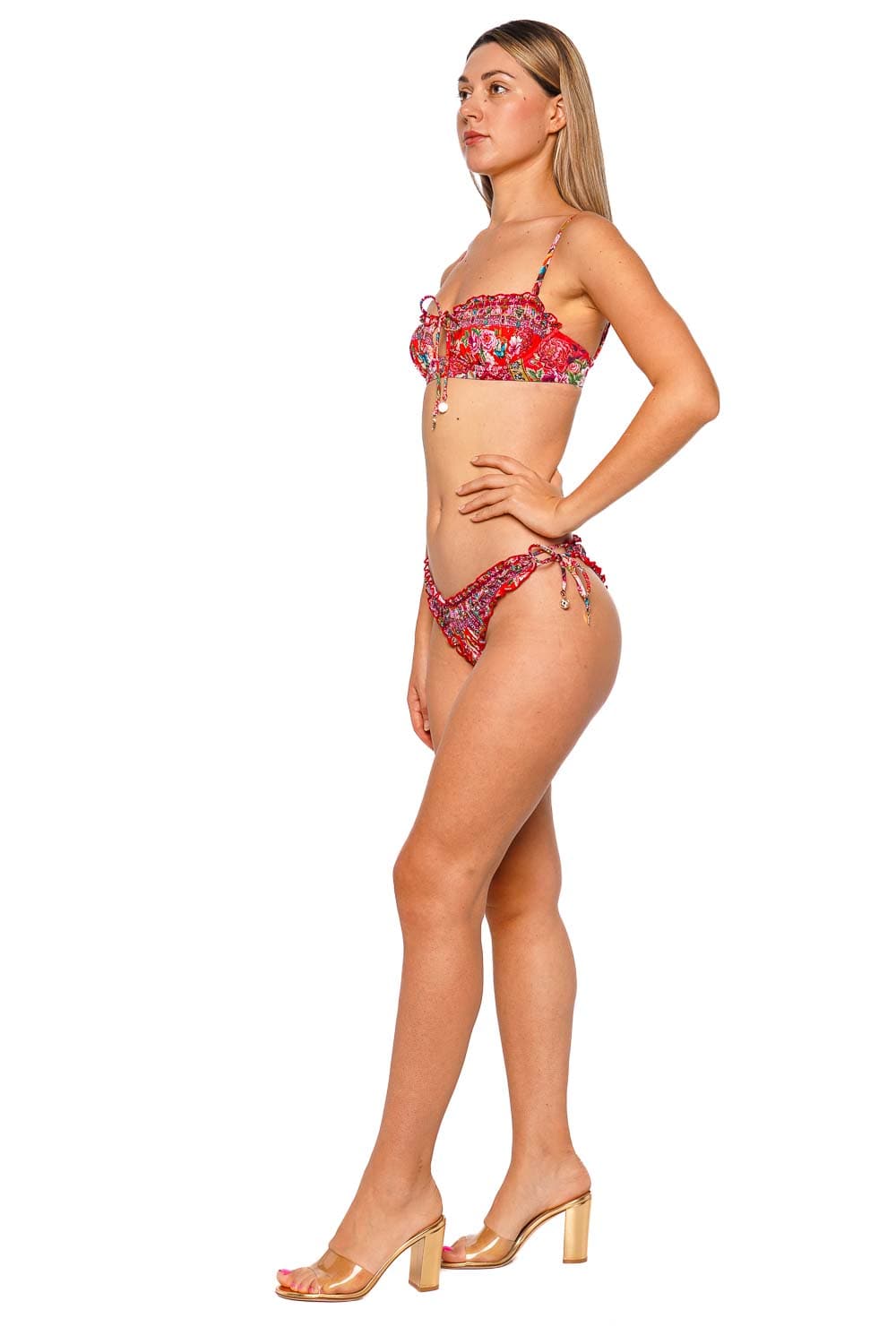 Camilla Heirloom Empire Ruched Skimpy Bikini Bottom with Tie Sides