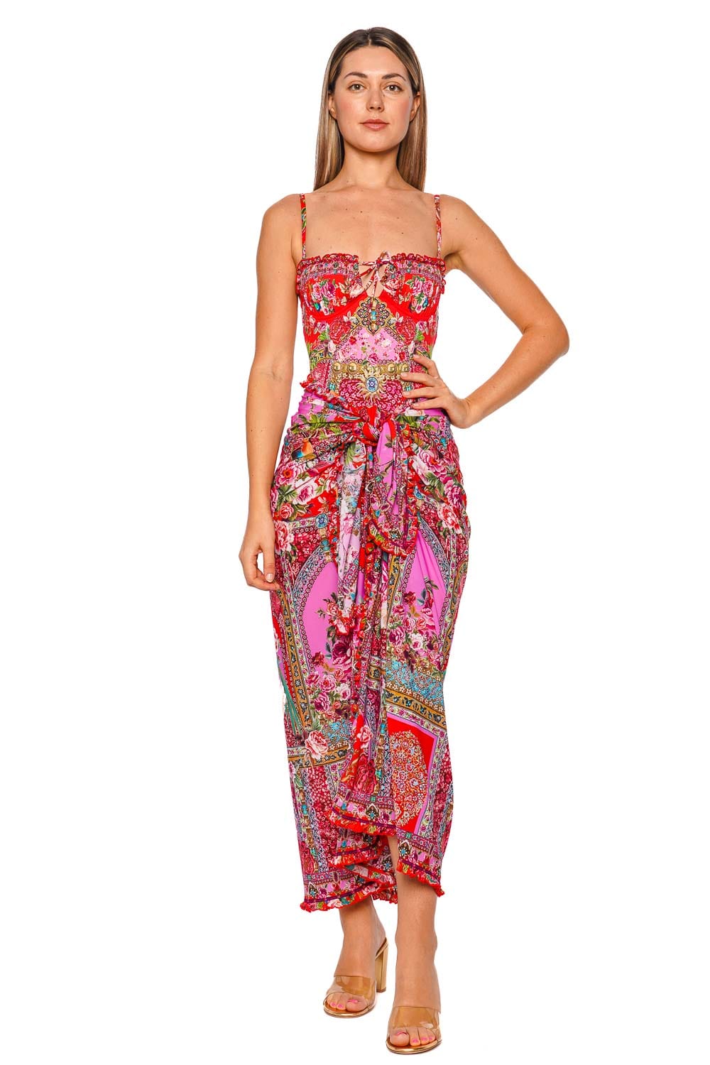 Camilla Multi Wear Frill Edge Maxi Sarong Dress