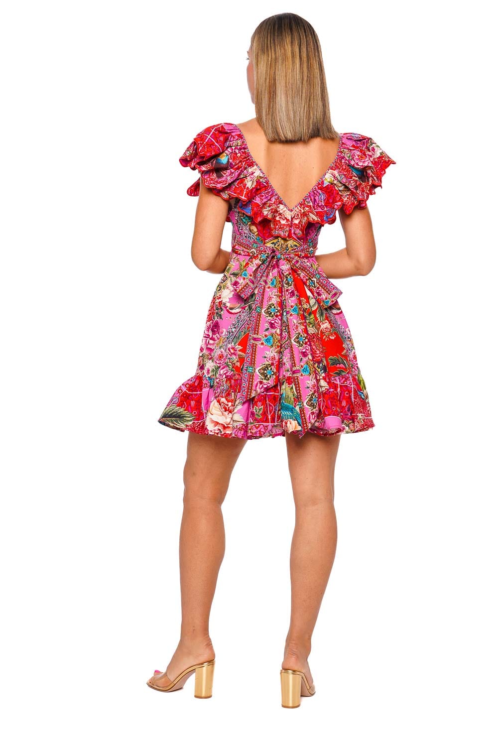 Camilla Heirloom Empire Frill V Neck Mini Dress