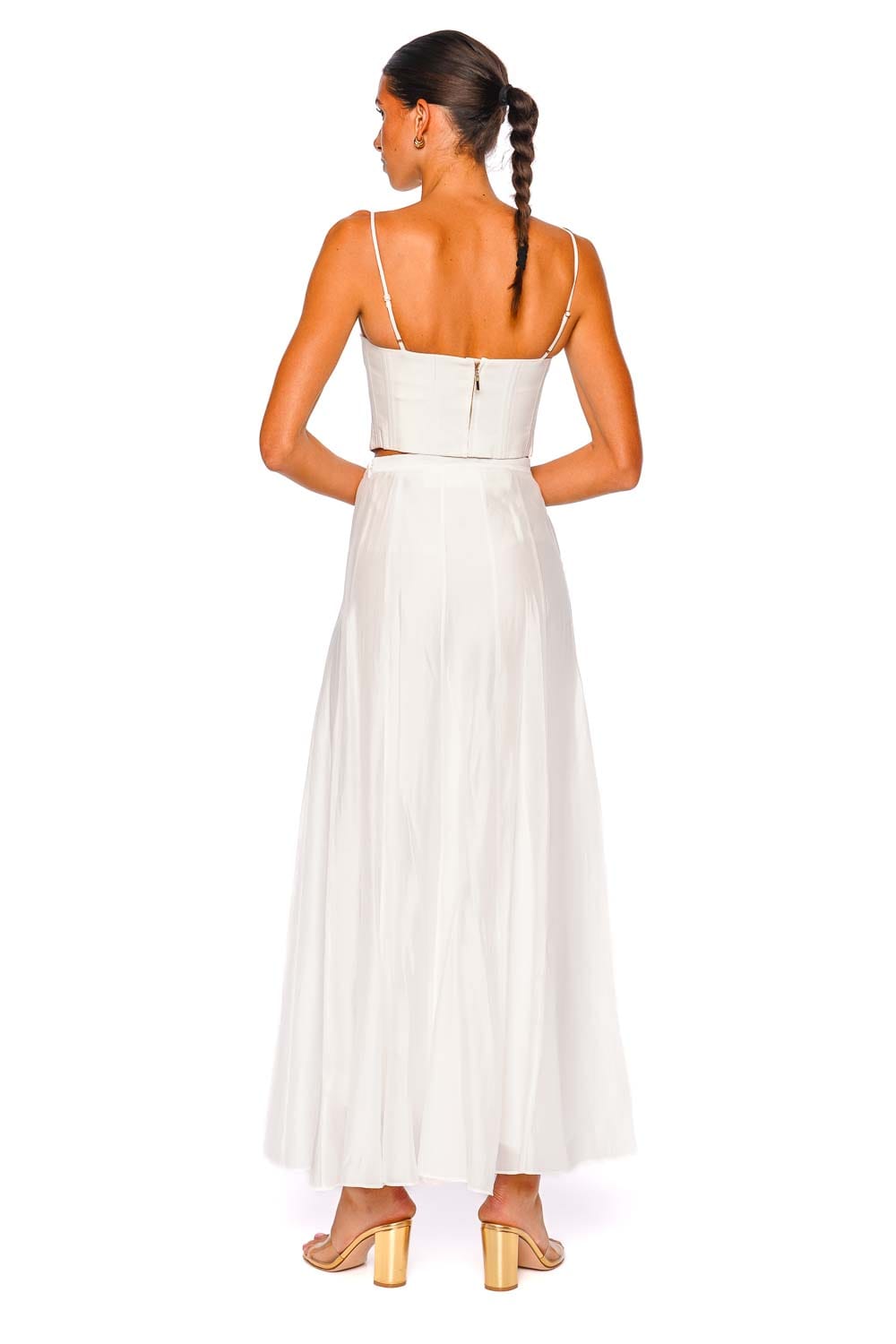 CLEA Solene Sheer White Maxi Skirt