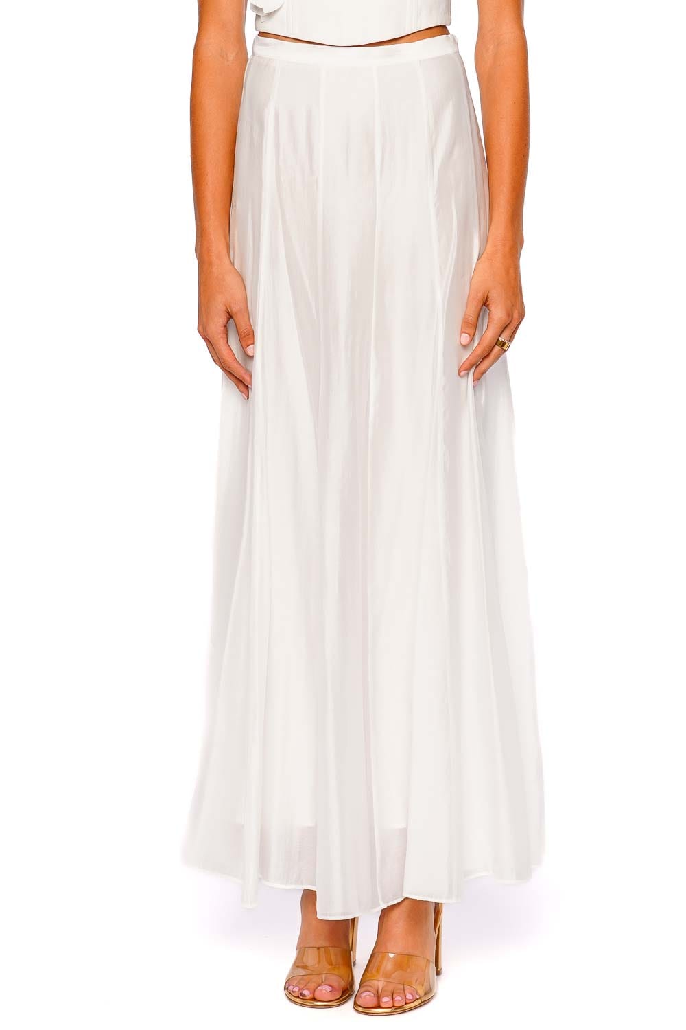 CLEA Solene Sheer White Maxi Skirt