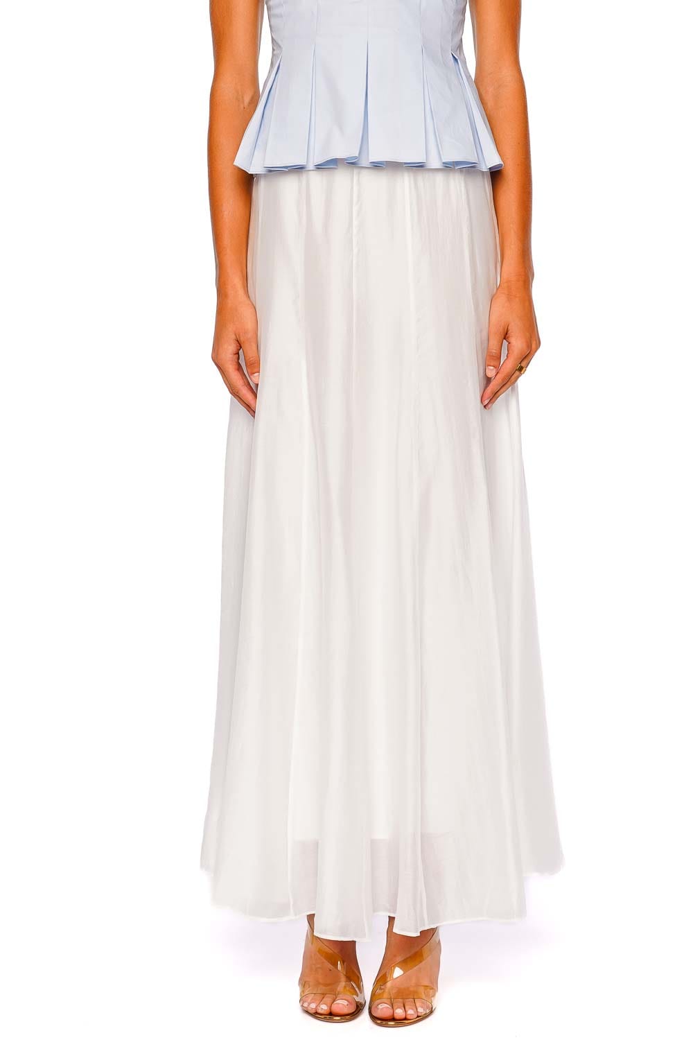 CLEA Solene White Maxi Skirt