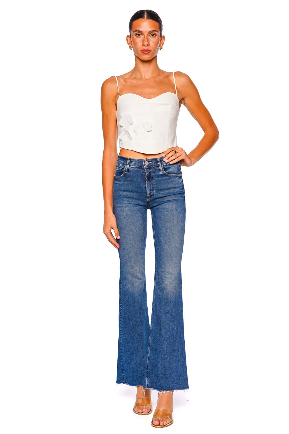 CLEA Aleora Off-White Bustier Crop Top