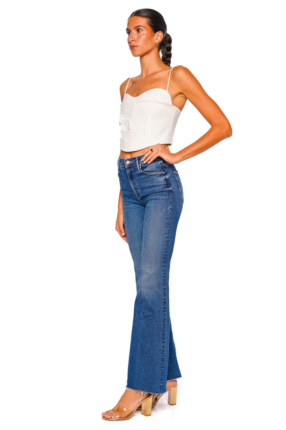 CLEA Aleora Off-White Bustier Crop Top