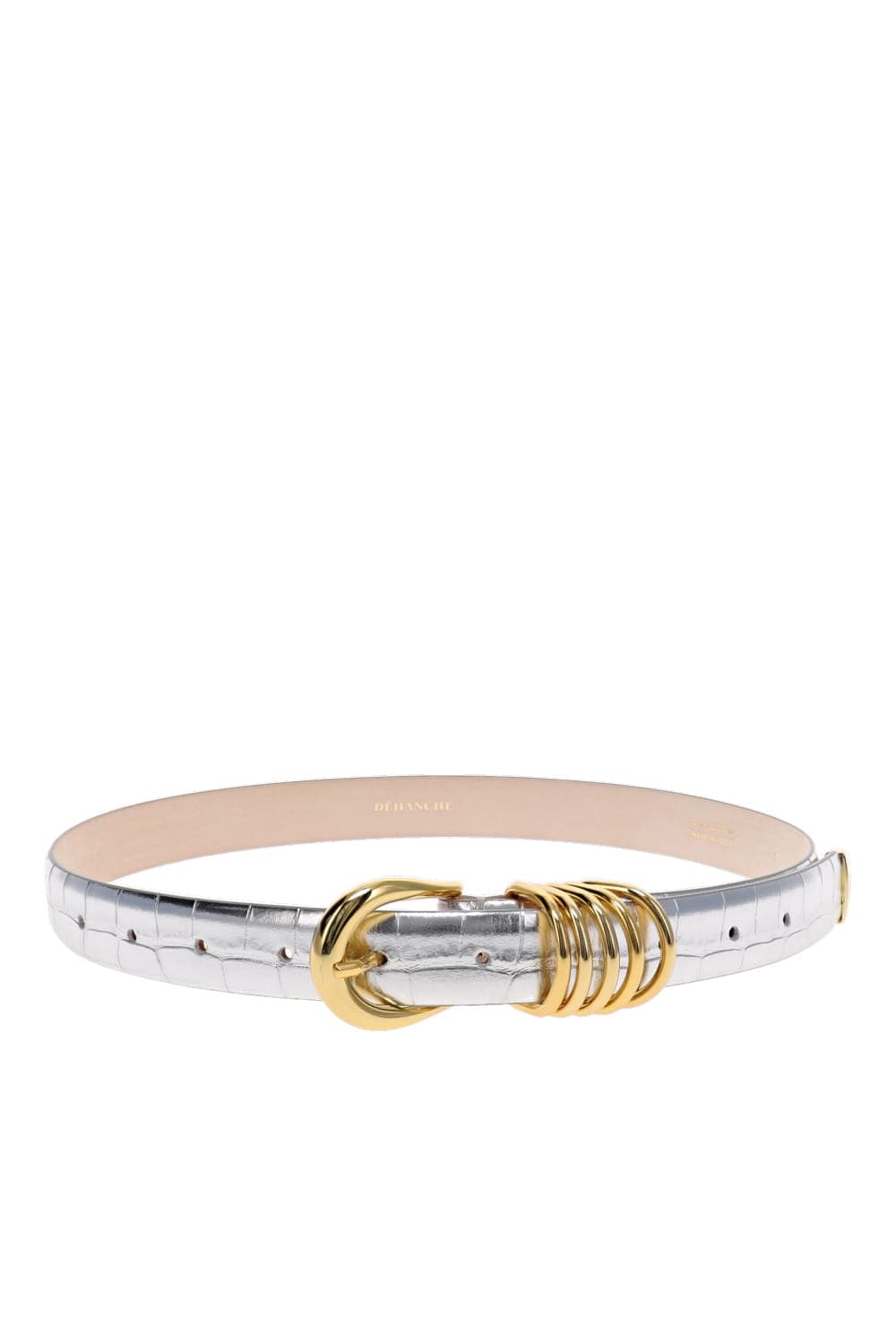 Hollyhock Mirror Silver Croc Embossed Leather Belt