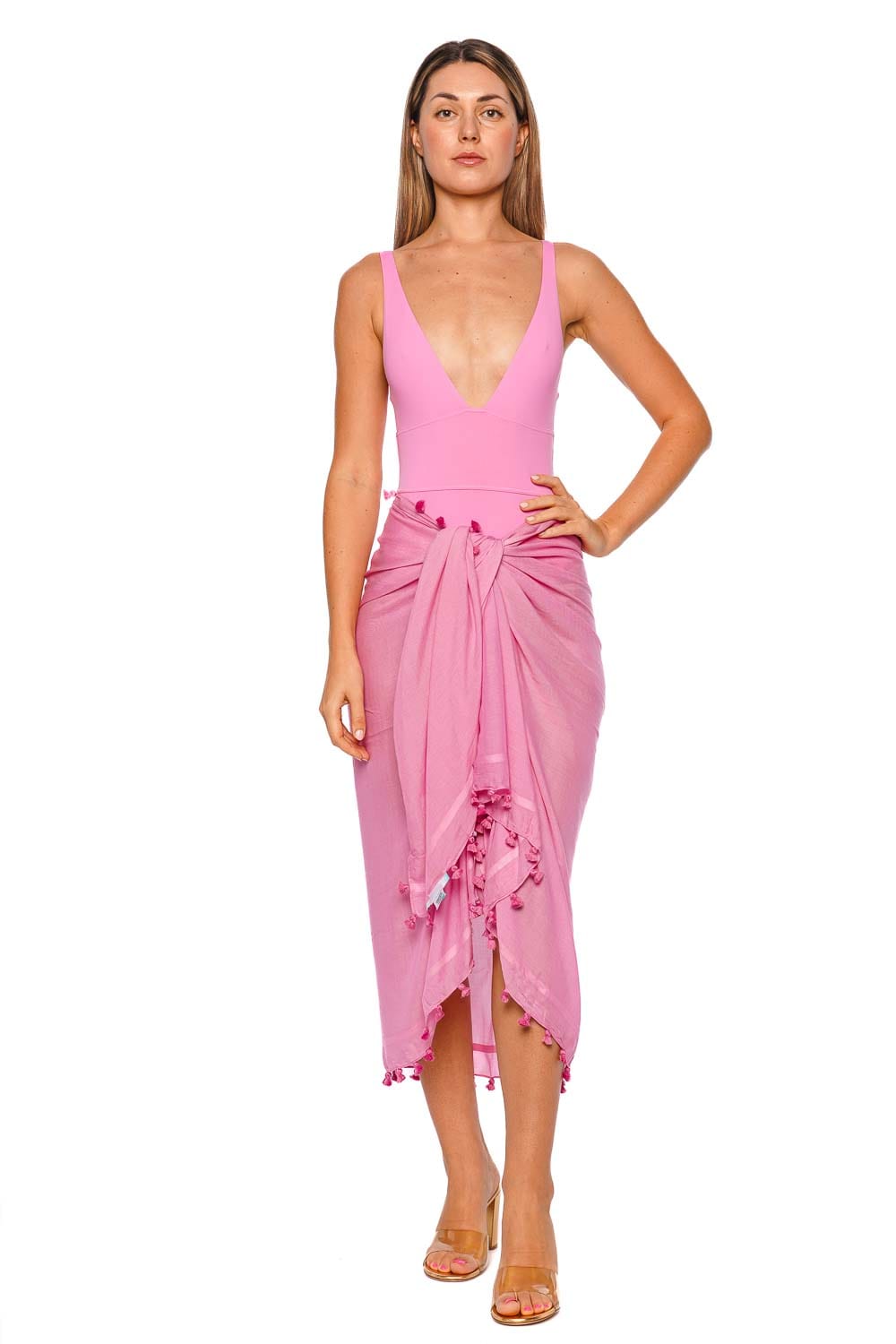 Melissa Odabash Pink Tassel Trim Pareo