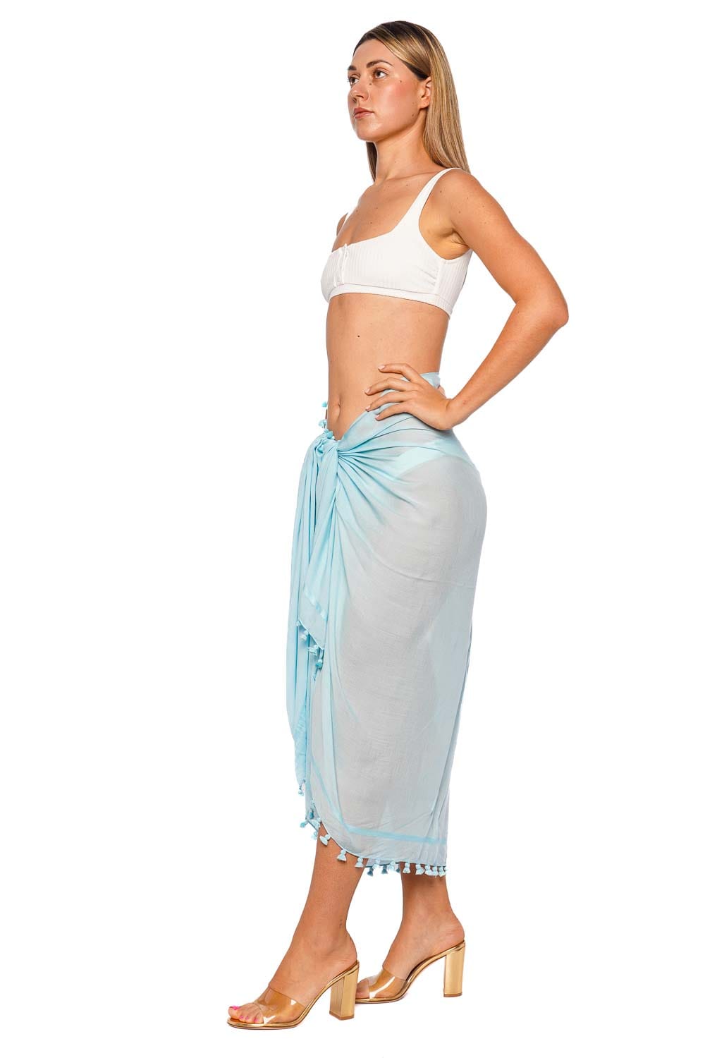 Melissa Odabash Sky Blue Tassel-Trim Pareo