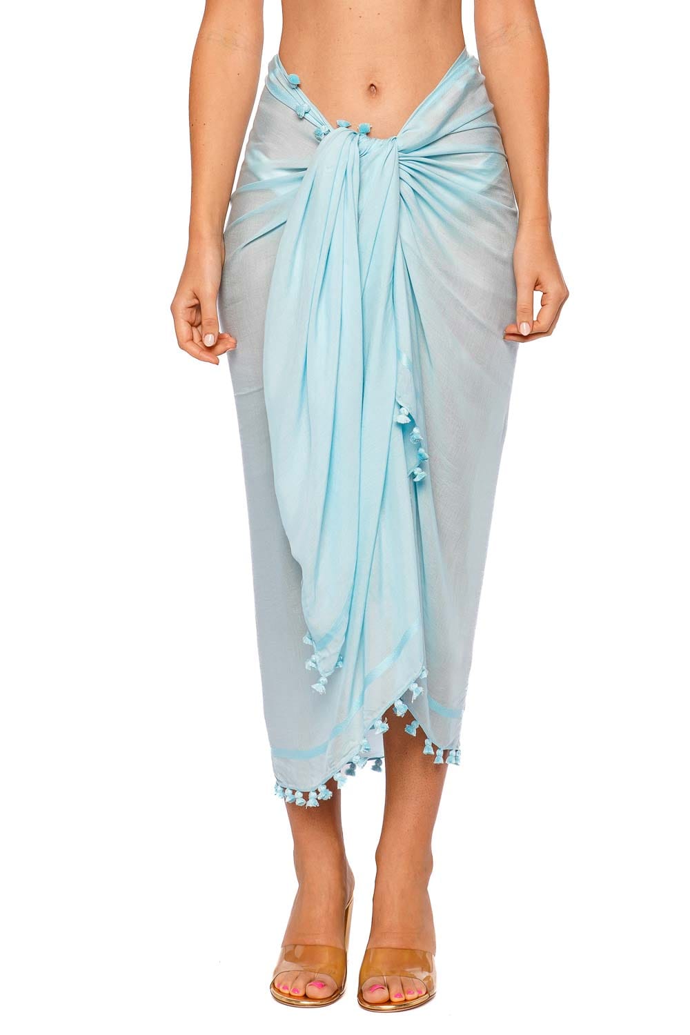 Melissa Odabash Sky Blue Tassel-Trim Pareo