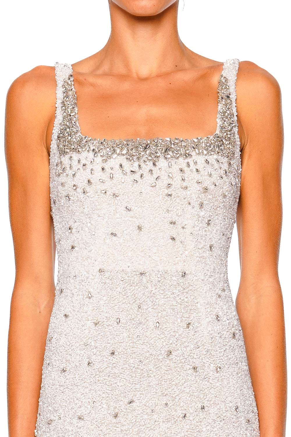 Rachel Gilbert Kaity Mini Ivory Square Neck Sleeveless Dress