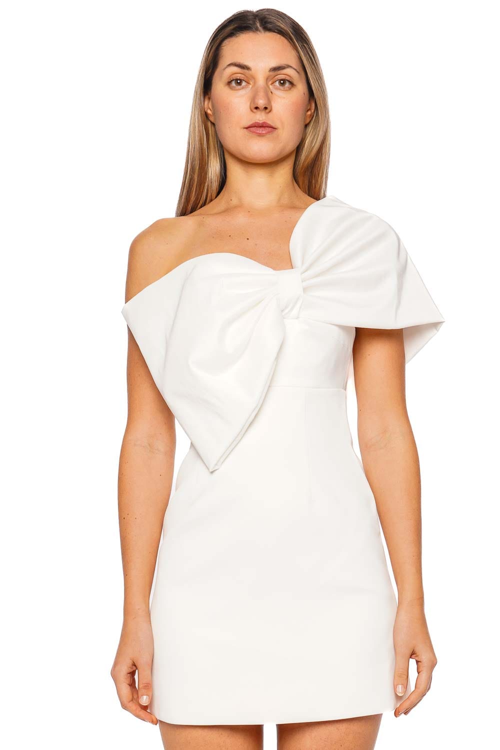 Rachel Gilbert Kace Mini Ivory One-Shoulder Dress