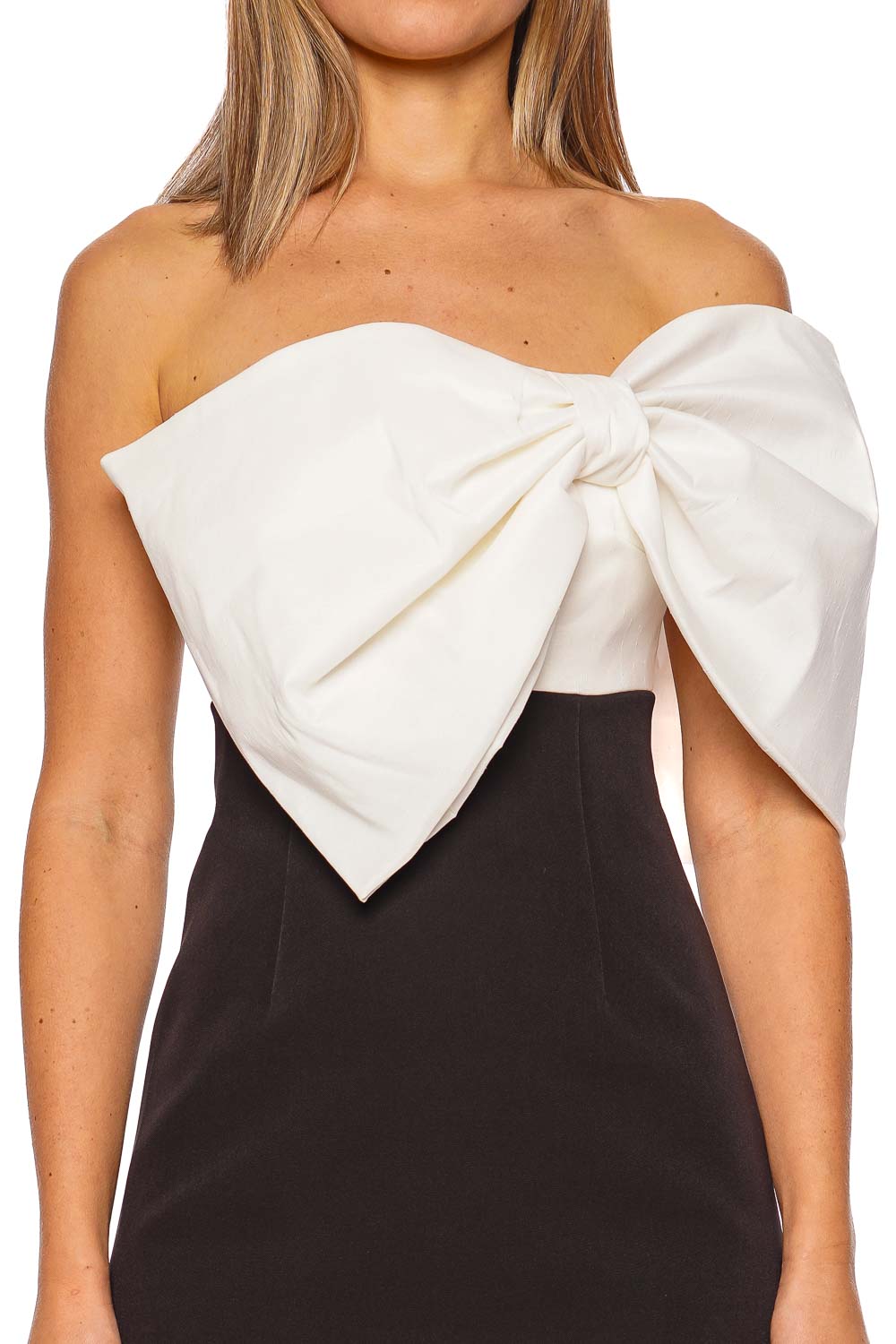 Rachel Gilbert Kace One-Shoulder Black and Ivory Mini Dress