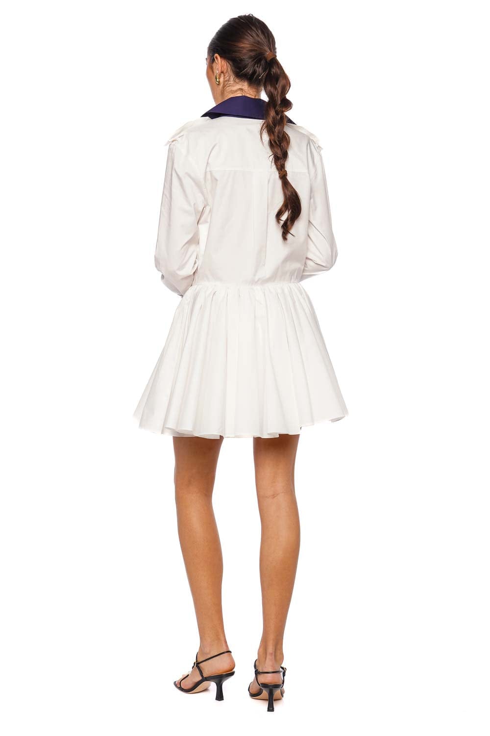 self-portrait White Double Breasted Mini Dress with Navy Collar