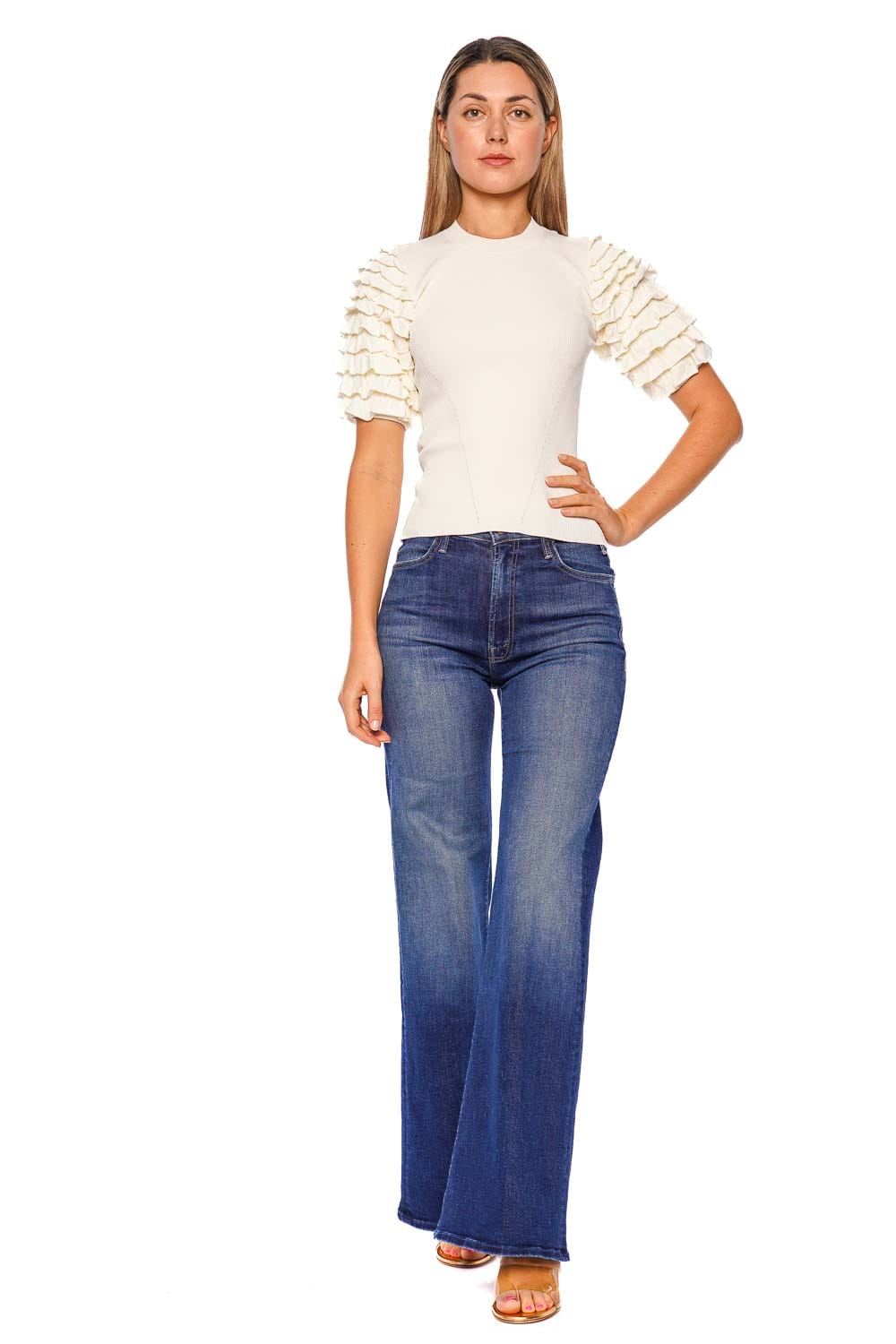 MOTHER Denim The Hustler Roller Sneak Wide Leg Jean