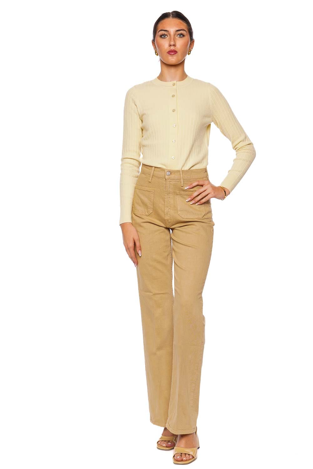 MOTHER Denim Devil May Care Latte High-Waisted Patch Pocket Pants