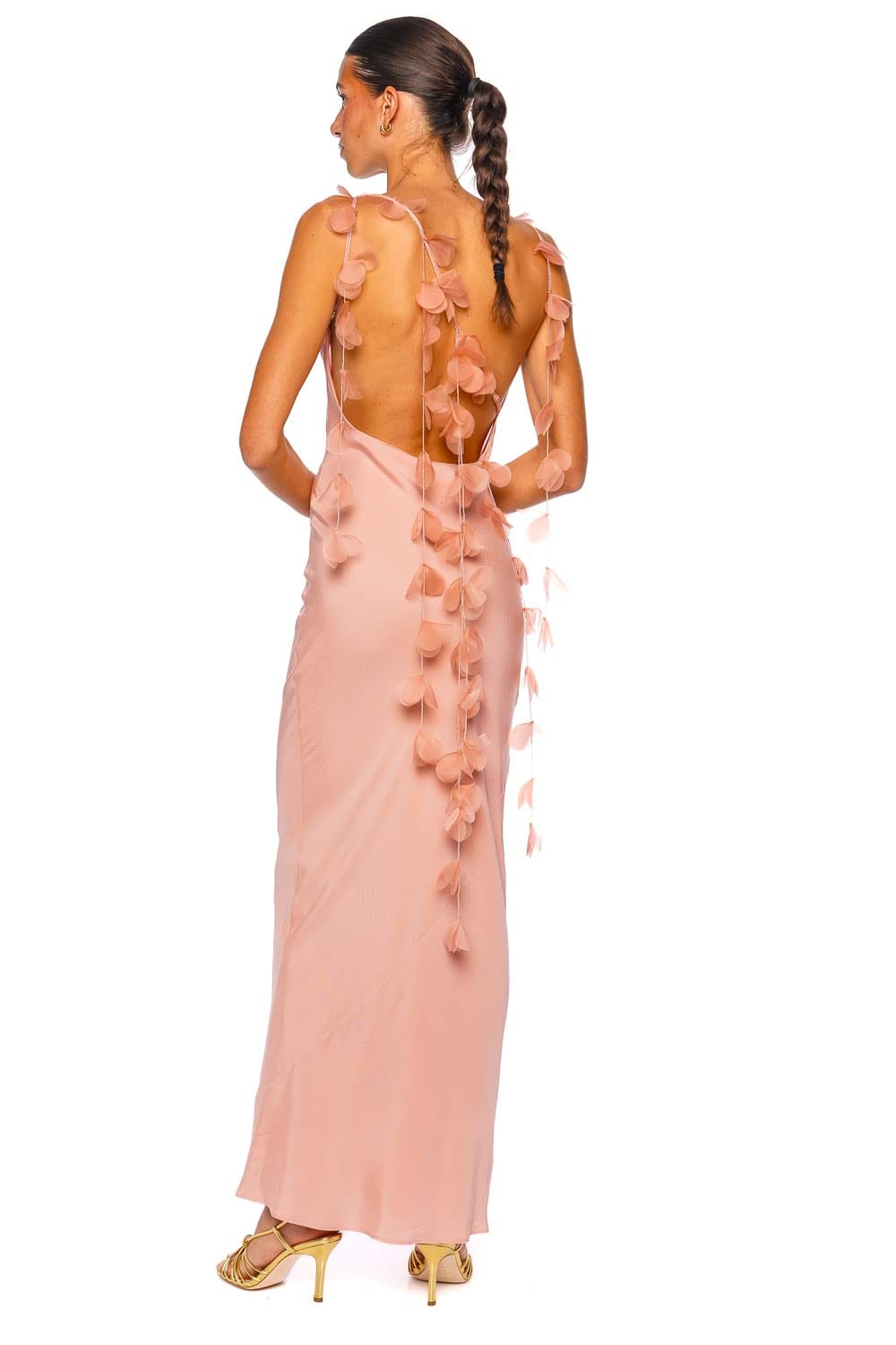 Cult Gaia Nymeria Petal Pink Sleeveless Cowl Neck Gown
