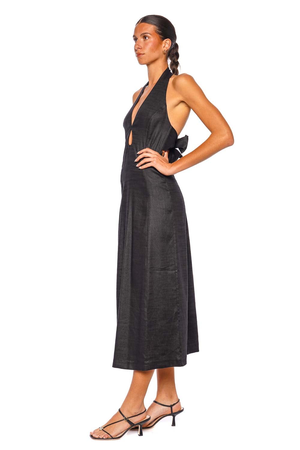 Cult Gaia Lianna Black Halter Midi Dress