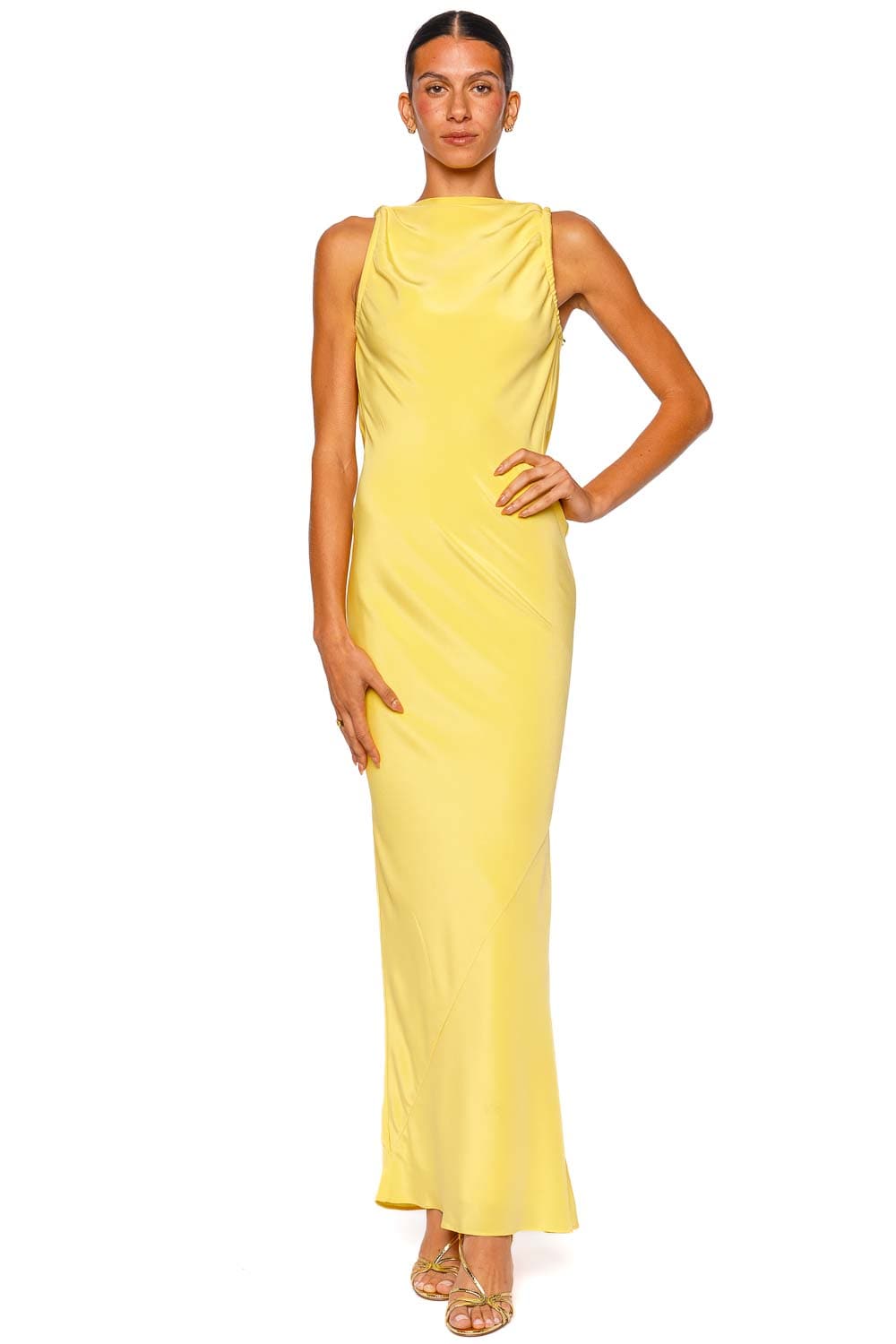 Cult Gaia Celestina Canary Calla Lilly Draped Gown