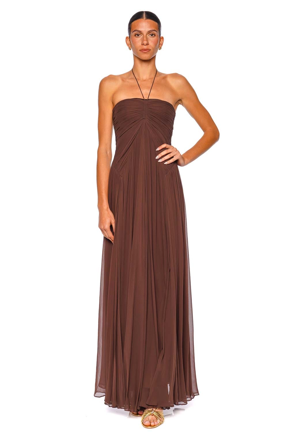 Cult Gaia RITZ Java Strapless Maxi Dress with Halter Tie