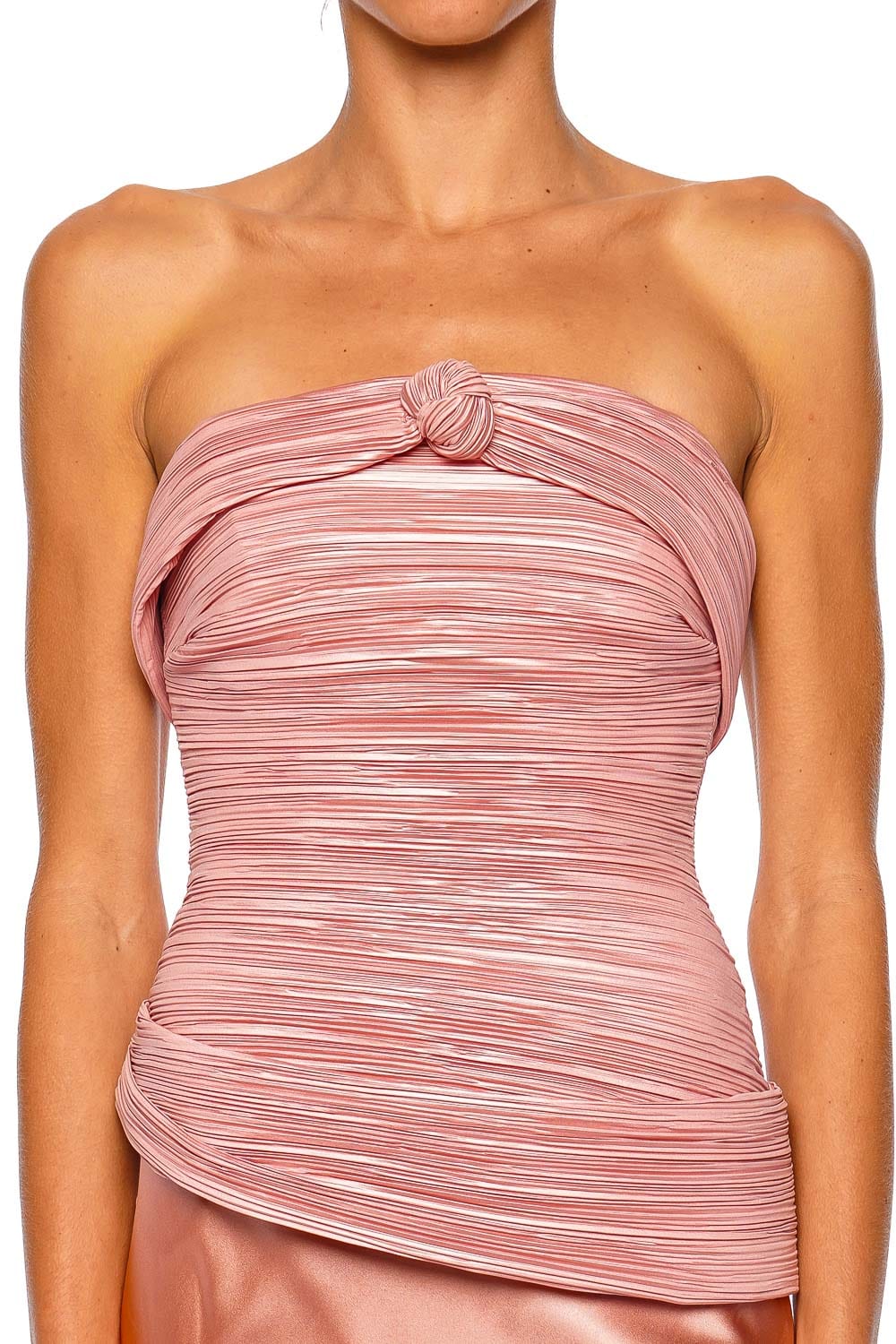 Cult Gaia ANSRA Petal Pink Strapless Pleated Top