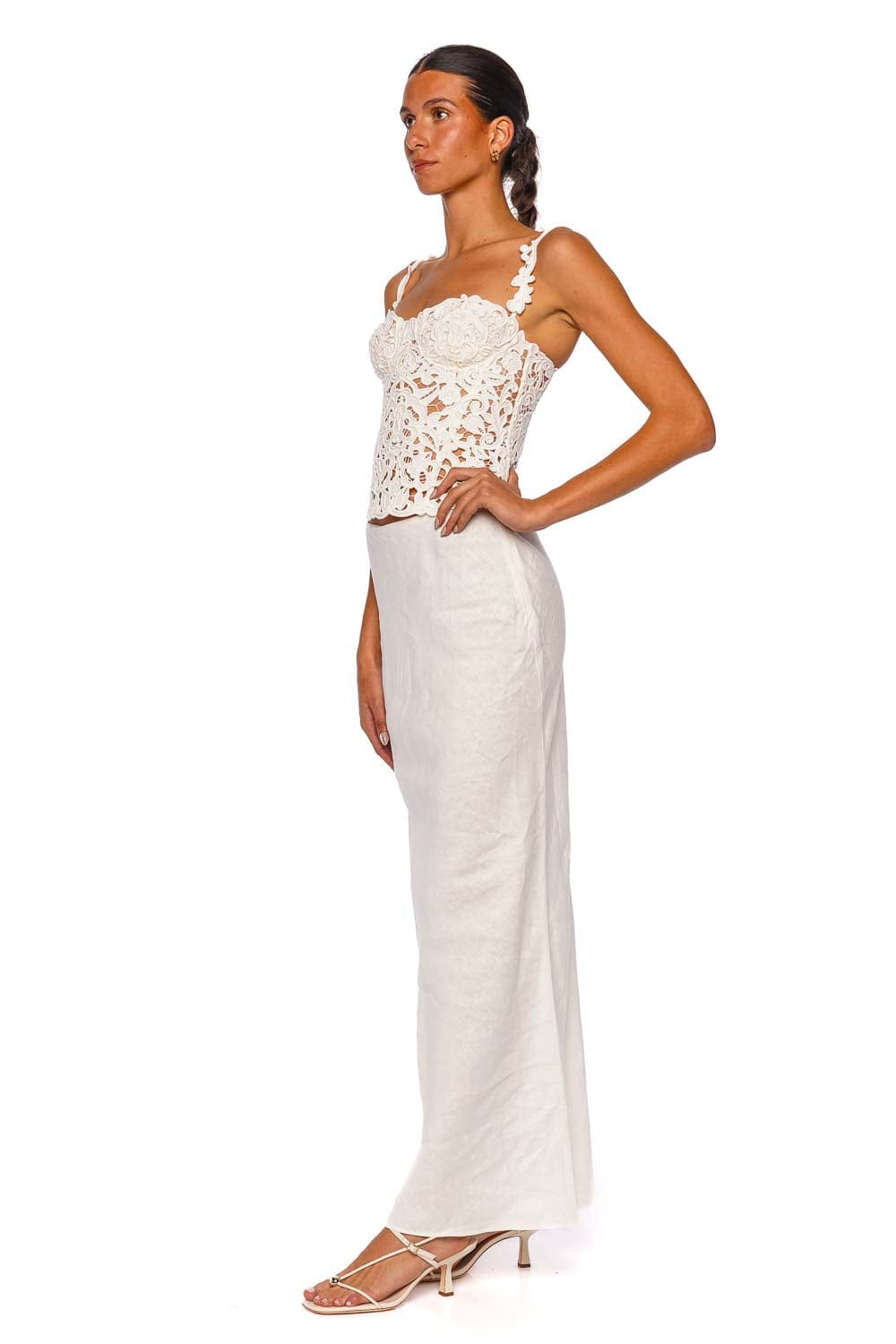 Cult Gaia Zaire Off White Lace Top with Straps