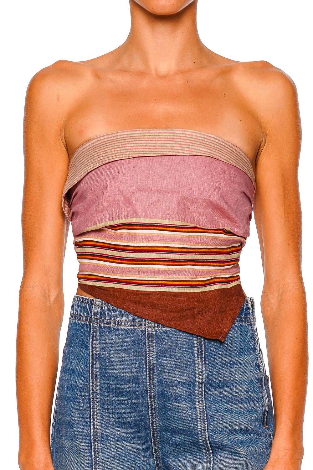 Faithfull The Brand Ebbe Dusty Mauve Strapless Top with Barragan Stripe