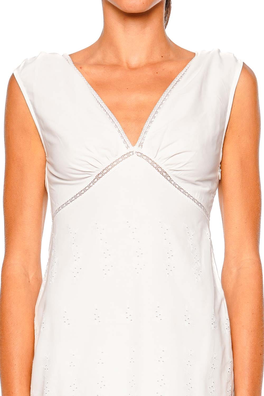 Faithfull The Brand Luna Julyeta Broderie White Mini Dress Sleeveless