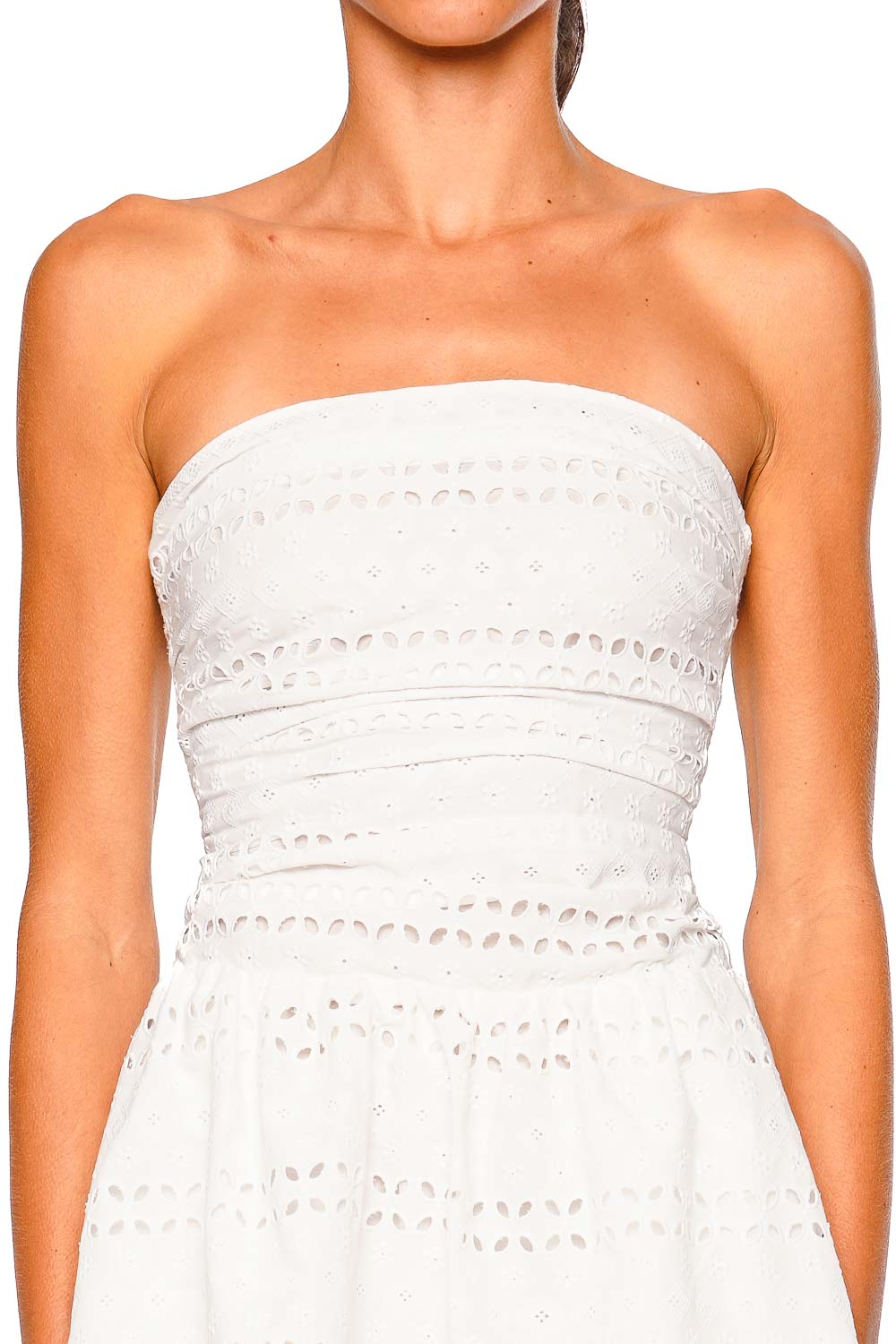 Faithfull The Brand Rosa Broderie White Strapless Mini Dress