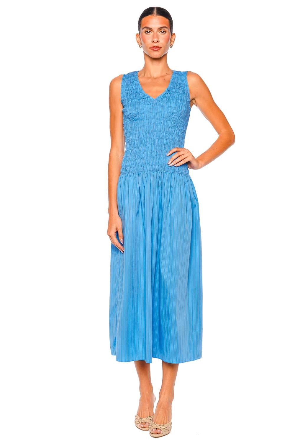 Faithfull The Brand Palomar Azul Sleeveless Midi Dress