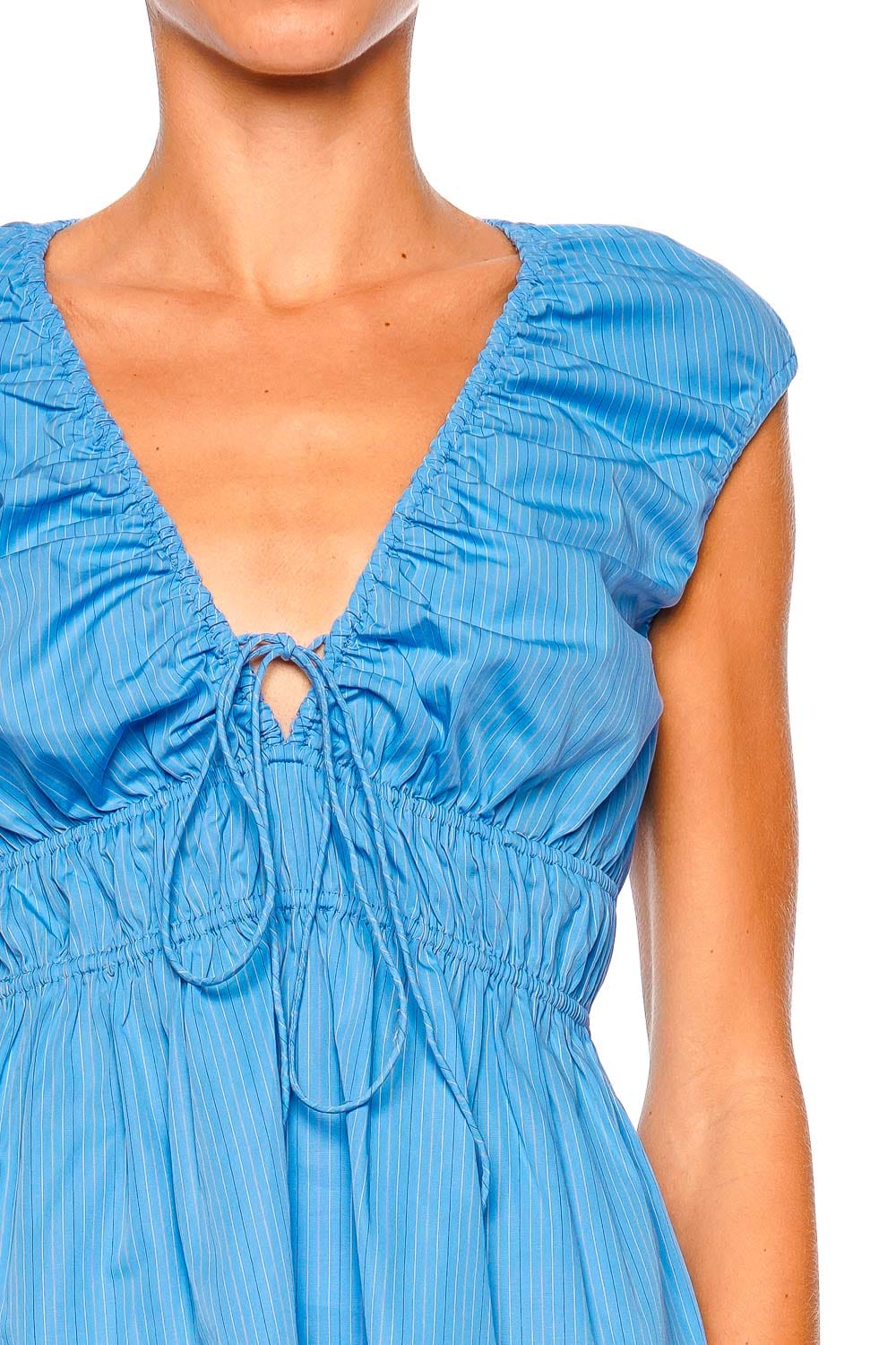 Faithfull The Brand Hedda Azul Cap Sleeve Pinstripe Top