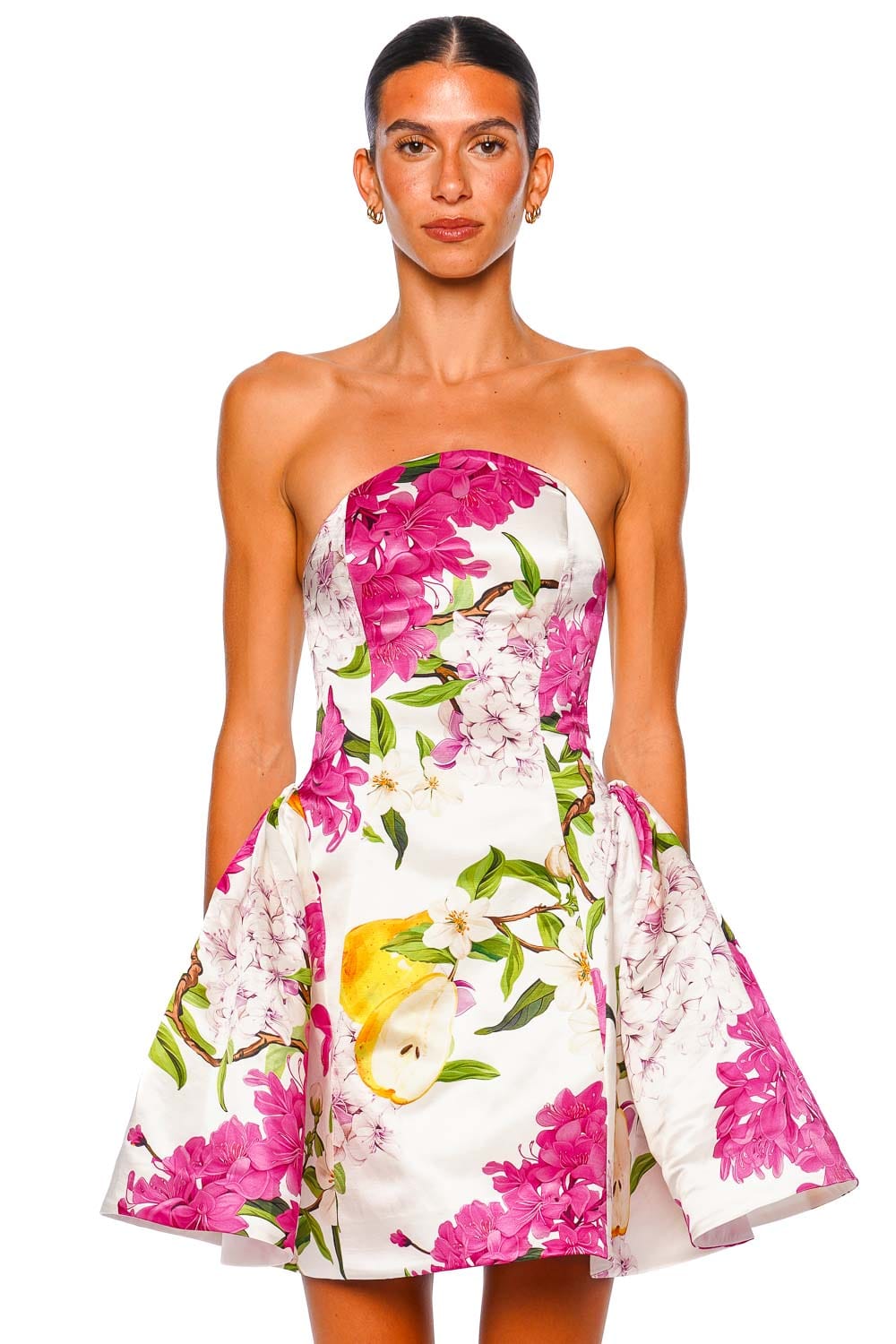 LEO LIN Reese Floral Pear Print Strapless Mini Dress