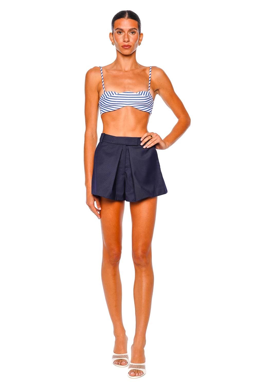 LEO LIN Julia Striped Navy Bralette with Adjustable Straps