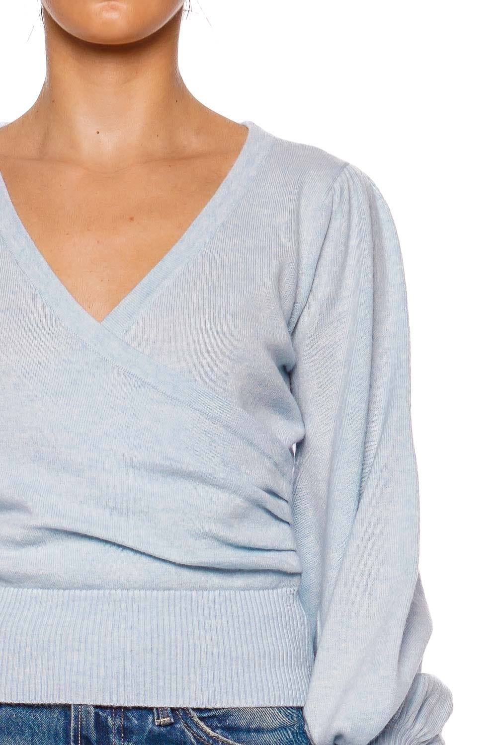 Cara Cara Ezra Light Blue Long Sleeve Wrap Top