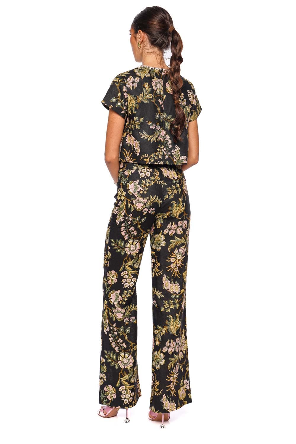 Cara Cara Josephine Clover Black Floral Wide-Leg Pants