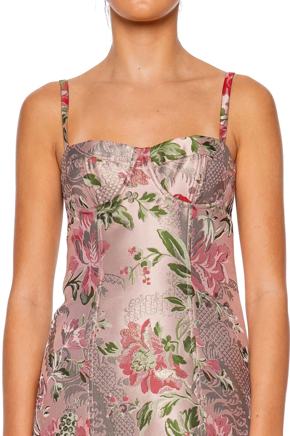 Cara Cara Claudine Pink Jacquard Mini Dress with Straps