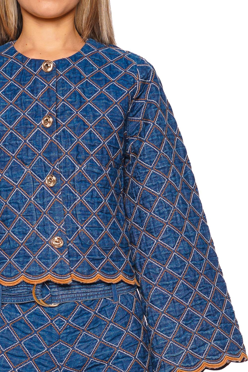 Cara Cara Marvis Quilted Denim Scalloped Jacket