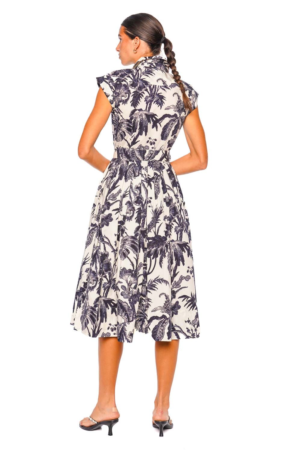 Cara Cara Octavia Fauna Floral Navy Cap Sleeve Shirt Dress