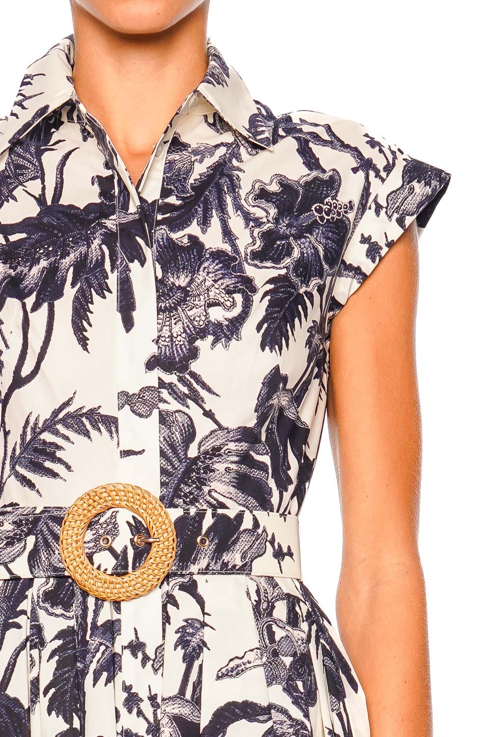 Cara Cara Octavia Fauna Floral Navy Cap Sleeve Shirt Dress