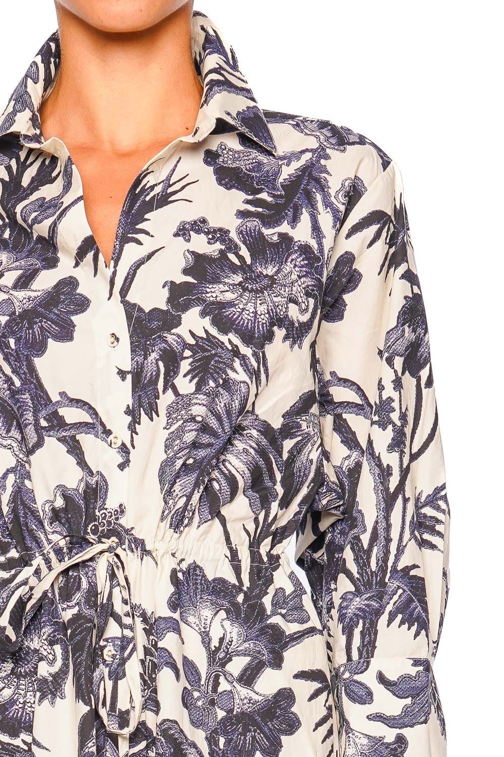 Cara Cara Henry Floral Cotton Drawstring Mini Dress