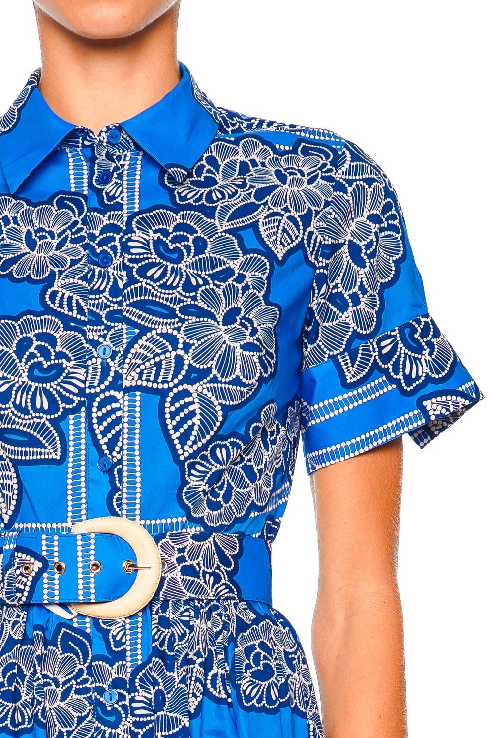 Cara Cara Malena Cobalt Floral Belted Midi Dress