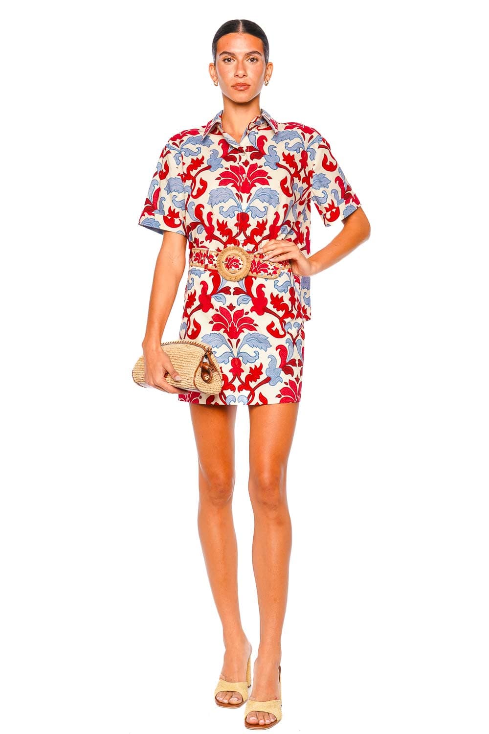 Cara Cara Calvia Ivory Fleur Crest Short Sleeve Shirt