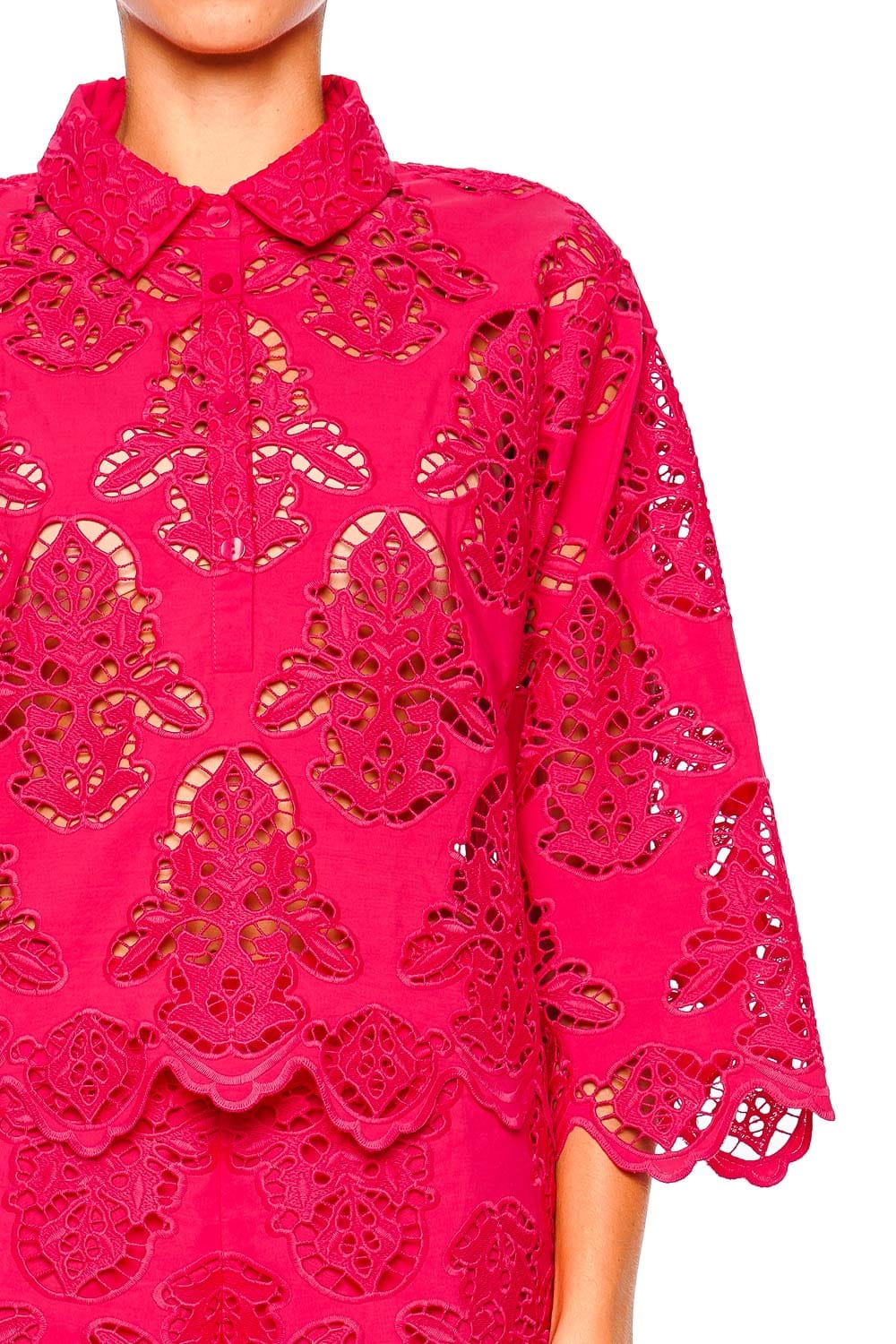 Cara Cara Erica Azalea Eyelet 3/4 Sleeve Tunic Shirt