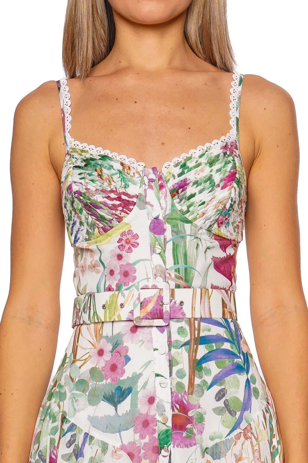 CHARO RUIZ IBIZA Cael White Lagoon Floral Strappy Long Dress