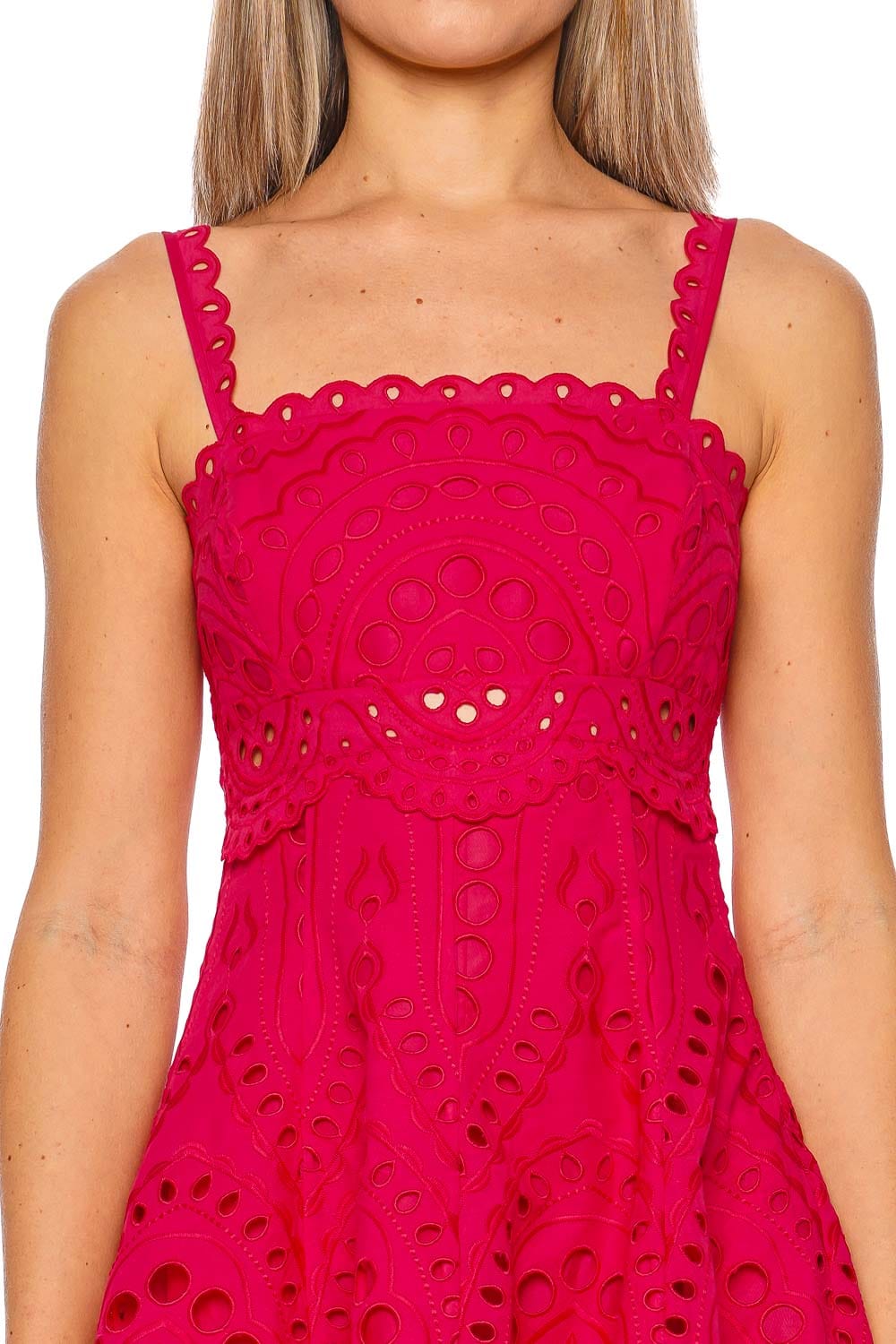 CHARO RUIZ IBIZA Zeph Fuchsia Sealace Sleeveless Mini Dress