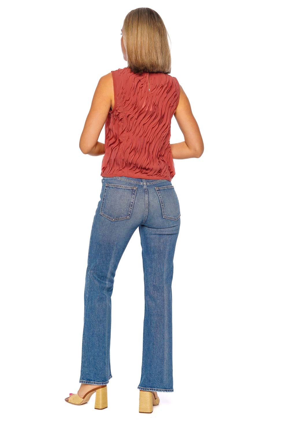 Ulla Johnson Celina Chestnut Sleeveless Ruffled Top