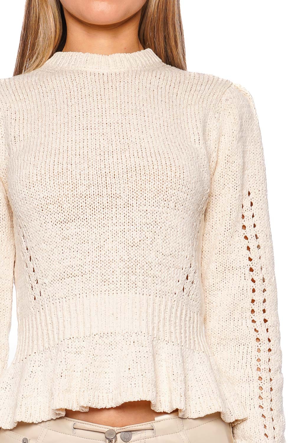 Ulla Johnson Aurelie Long Sleeve Peplum Knit Sweater