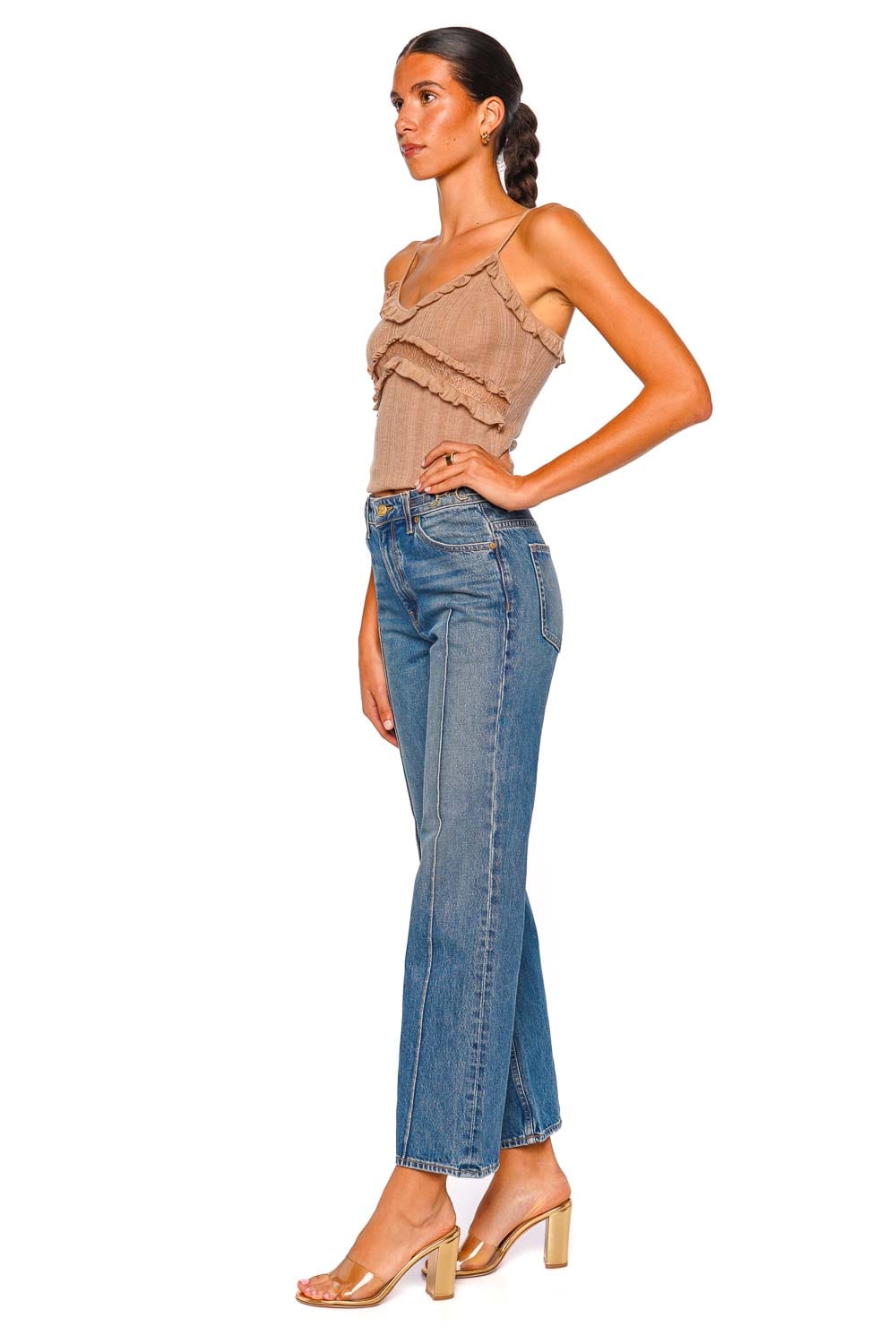 Ulla Johnson Agatha Danube Straight Leg Pintuck Jeans