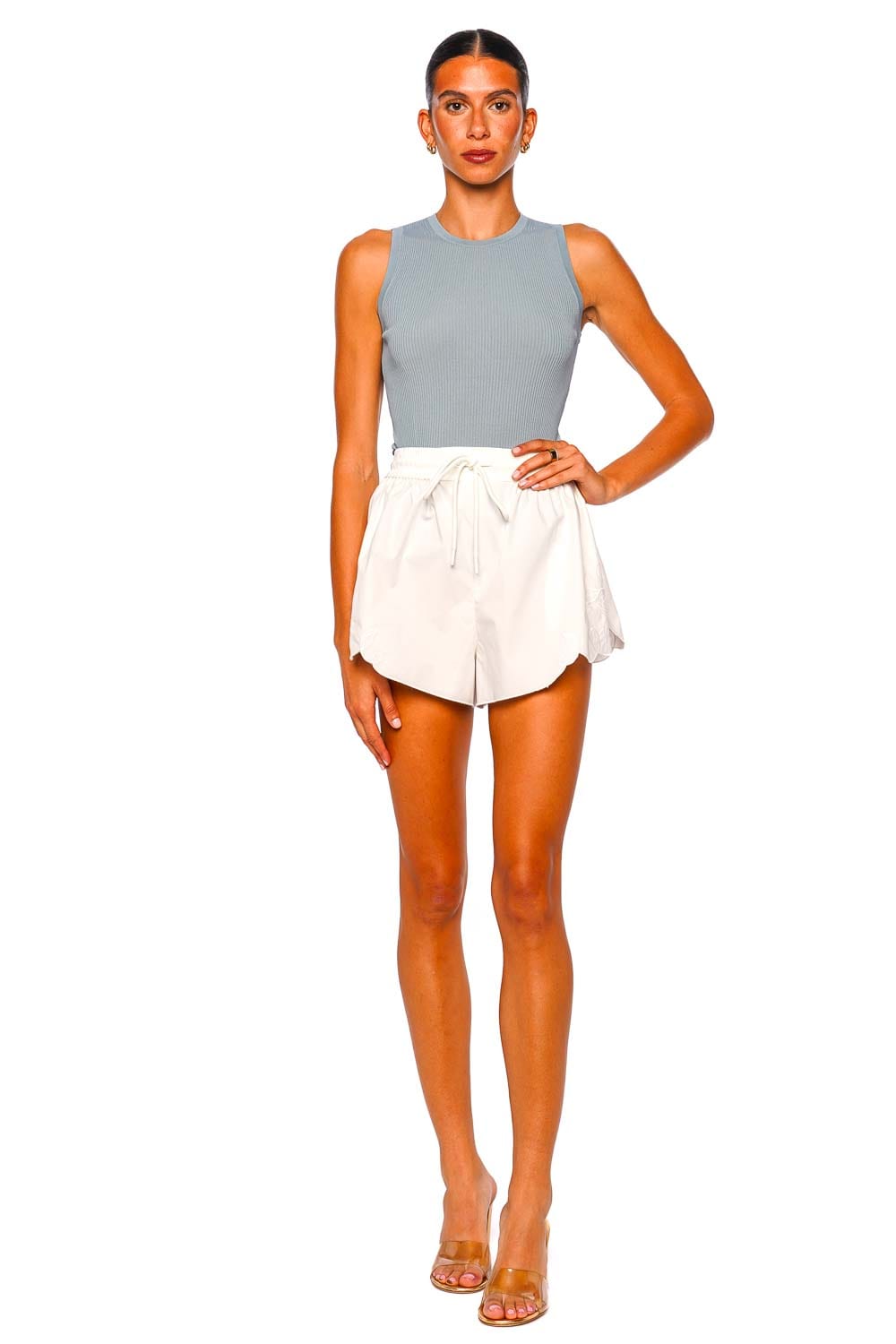 ZIMMERMANN Daylight Antique Blue Ribbed Racerback Tank Top